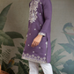Pastel Purple Embroidered Viscose Silk Kurta Set