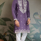 Pastel Purple Embroidered Viscose Silk Kurta Set