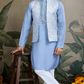 Festive Wear Blue Silk Kurta with Jacquard Koti