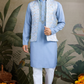 Festive Wear Blue Silk Kurta with Jacquard Koti