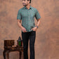 TURQUOISE HANDBLOCK PRINTED SHIRT