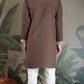 Wedding Functions Chocolate Gray Embroidered Kurta
