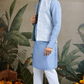 Festive Wear Blue Silk Kurta with Jacquard Koti