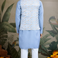 Festive Wear Blue Silk Kurta with Jacquard Koti