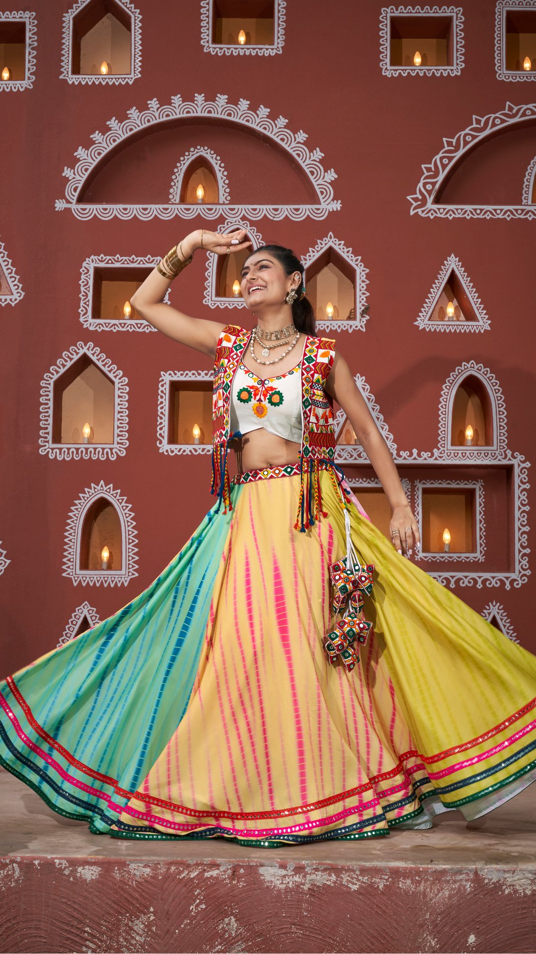Jacket Style Beautiful Multi Color Chaniya Choli for Navratri