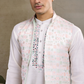 Off-White Roman Silk Kurta with Jacquard Open Koti Set