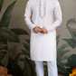 Off-White Roman Silk Kurta with Jacquard Open Koti Set