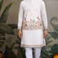 Designer White Cotton Kurta with Embroidered Koti