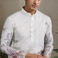 Designer White Silk printed kurta for men