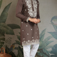 Wedding Functions Chocolate Gray Embroidered Kurta