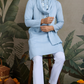 Sky Blue Designer Men's Kurta with Real Mirror Work