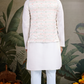 Off-White Roman Silk Kurta with Jacquard Open Koti Set