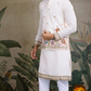 Designer White Cotton Kurta with Embroidered Koti