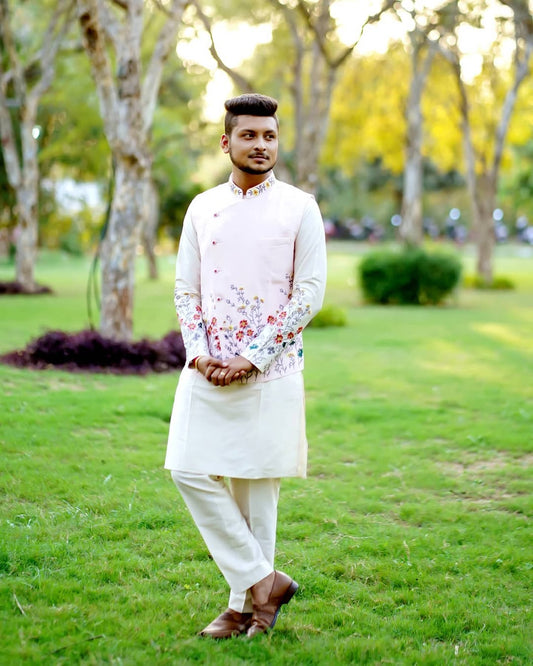 PINK FLORAL KOTI KURTA SET