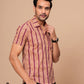 MAROON STRIPED HANDBLOCK PRINTED SHIRT