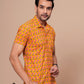 MUSTARD HANDBLOCK PRINTED SHIRT