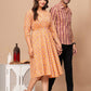 MAROON AND MUSTARD HANDBLOCK PRINTED SHIRT AND DRESS