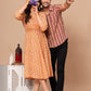 MAROON AND MUSTARD HANDBLOCK PRINTED SHIRT AND DRESS