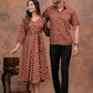 MUD BROWN HANDBLOCK PRINTED SHIRT AND DRESS