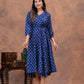 BLUE BAGRU HANDBLOCK PRINTED DRESS