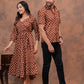 MUD BROWN HANDBLOCK PRINTED SHIRT AND DRESS