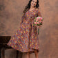 KALAMKARI FLORAL HANDBLOCK PRINTED DRESS