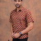 MUD BROWN HANDBLOCK PRINTED SHIRT
