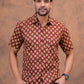 MUD BROWN HANDBLOCK PRINTED SHIRT