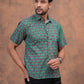 TURQUOISE HANDBLOCK PRINTED SHIRT