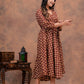 MUD BROWN HANDBLOCK PRINTED DRESS