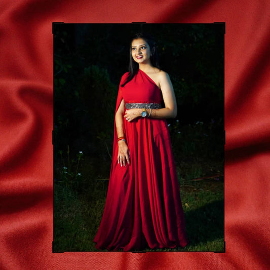 Red one shoulder dress