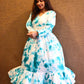 MARBLE PRINT TURQUISE DRESS