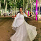 White mirror work lehnga set